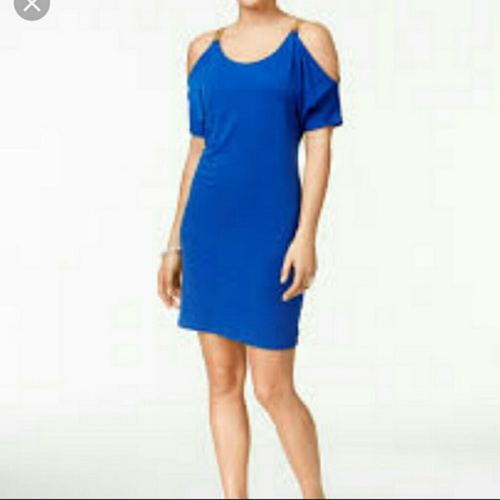Thalia Sodi Cold-Shoulder Chain-Strap Sheath Dress